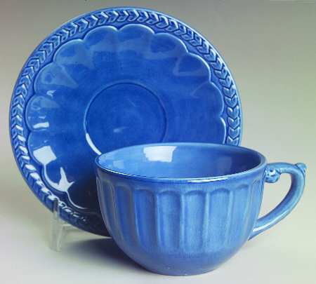 Athena Dark Blue Flat Cup & Saucer Set