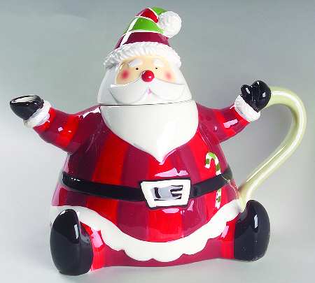 Happy Holidays Figural Teapot & Lid