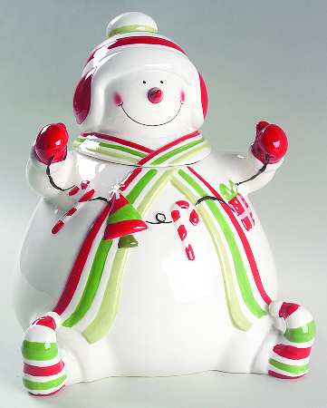 Happy Holidays Figural Cookie Jar & Lid