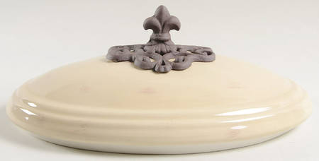 Tuscan Countryside Cream Lid for 3 Qt Oval Covered Casserole
