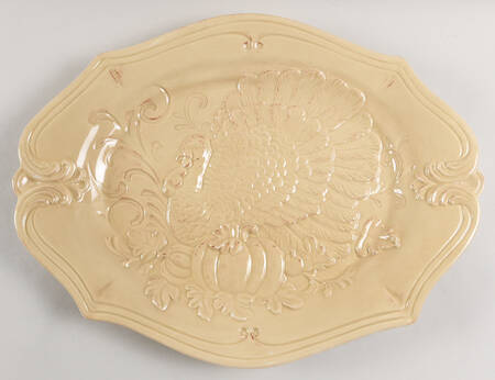 Tuscan Countryside Cream 18" Oval Turkey Serving Platter