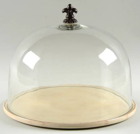 Tuscan Countryside Cream Cake Plate with Glass Dome