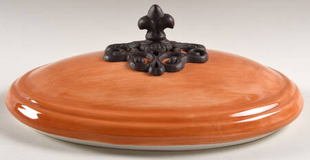 Tuscan Countryside Terra Cotta Lid for 3 Qt Oval Covered Casserole