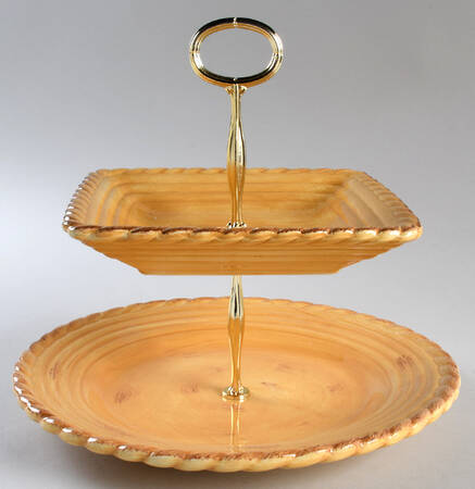 Tuscan Countryside Yellow 6 5/8"-10"  2 Tiered Serving Tray (Dp, Sp) HC
