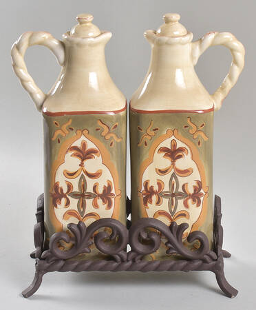 Sienna Vinegar and Oil Set with Metalstand