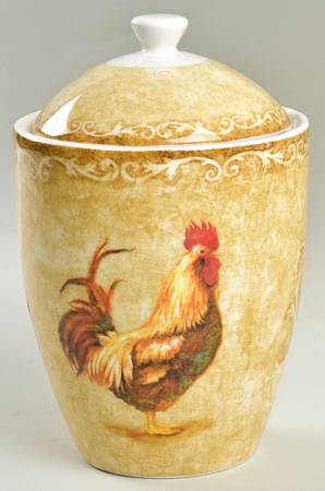 Rustic Roosters Small Canister & Lid