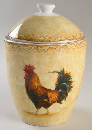 Rustic Roosters Large Canister & Lid