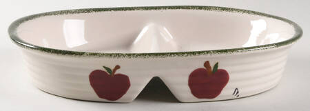 Apple Garden 10" Oval Divided Vegetable Bowl