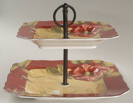 Belize 2 Tiered Serving Tray (Square Dinner&Salad Plate)
