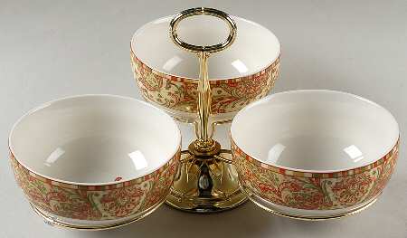 Maharana 7" x 12" 3-Part Relish & Metal Stand (CERC) HC