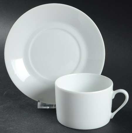 Tuileries-All White Flat Cup & Saucer Set
