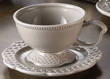 Empress Gray Footed Cup & Saucer Set