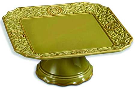 Medallion Avocado Footed Cake Plate