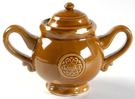 Medallion Amber Sugar Bowl & Lid by American Atelier