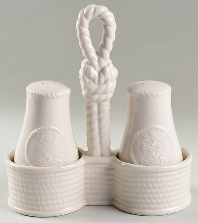 Nautical White (3 Pc) Salt & Pepper Tray Set
