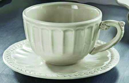 Athena Gray Flat Cup & Saucer Set