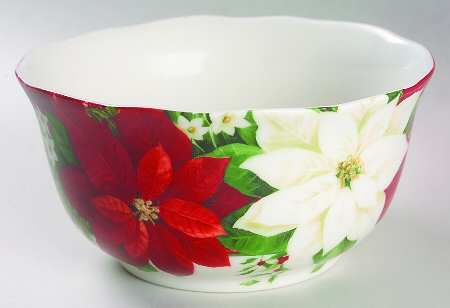 Plaid Poinsettia Soup/Cereal Bowl