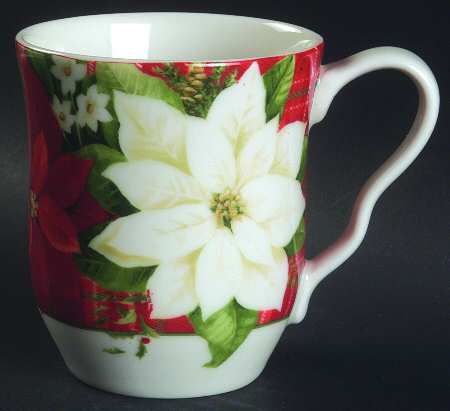 Plaid Poinsettia Mug