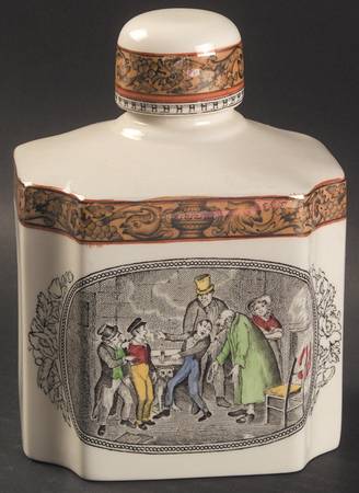 Dickens Orange (New Back Stamp) Tea Caddy & Lid