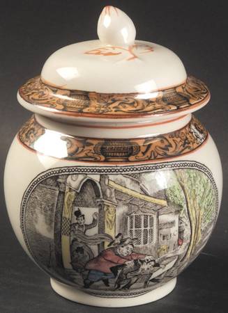 Dickens Orange (New Back Stamp) Sugar Bowl & Lid