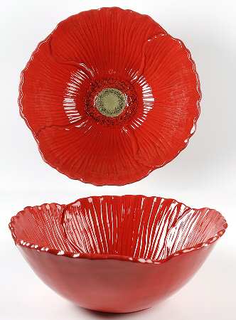 Fleur Rouge Figural (Red) 10" Large Salad Serving Bowl