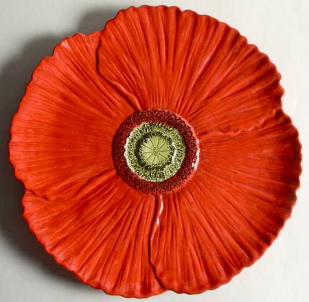 Fleur Rouge Figural (Red) Chip Bowl/Plate for Chip & Dip Set