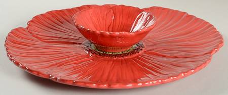 Fleur Rouge Figural (Red) (2 Piece) Chip & Dip Set