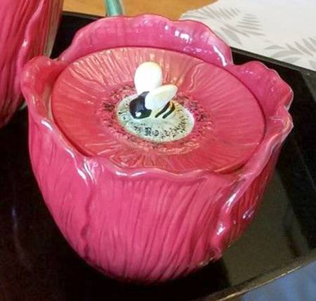 Fleur Rouge Figural (Red) Sugar Bowl & Lid