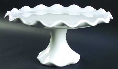 Ruffled White 13" Diameter Pedestal Cake Stand