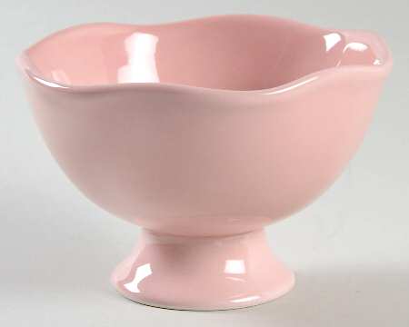 Ruffled Pink Footed Dessert Bowl