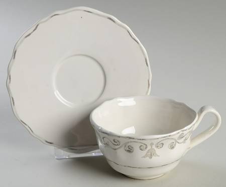 Florentine Silver Flat Cup & Saucer Set