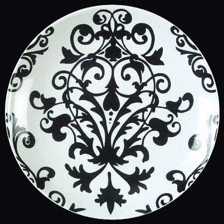 Rococo Black and White Salad/Dessert Plate