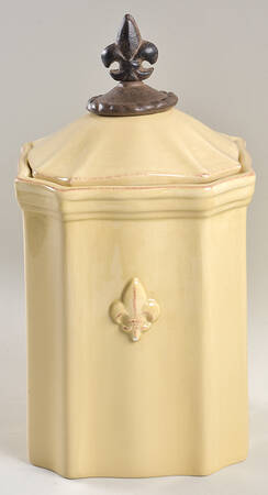 Fleur De Lis Cream Large Canister & Lid