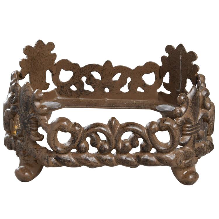 Fleur De Lis Cream Metal Base for Small Canister