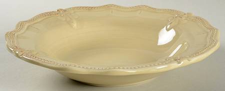 Fleur De Lis Cream Large Rim Soup Bowl
