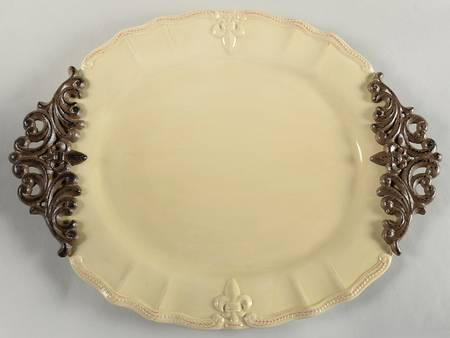 Fleur De Lis Cream 19" Oval Serving Platter