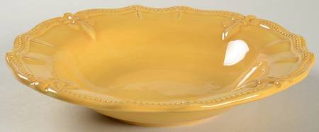 Fleur de Lis Yellow Large Rim Soup Bowl