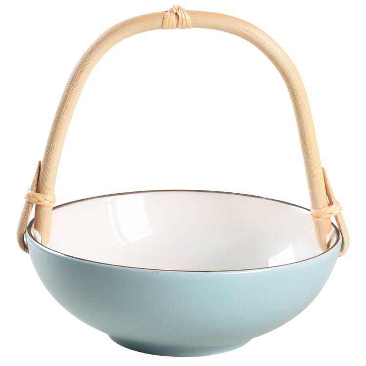 Symphony Blue 7''-7 1/4'' Basket W/Bamboo Handle HC