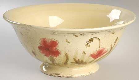 Scribed Poppy 10" Large Salad Serving Bowl