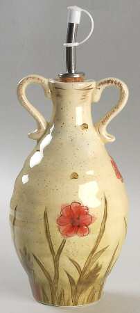 Scribed Poppy Oil Jar & Drizzle Spout