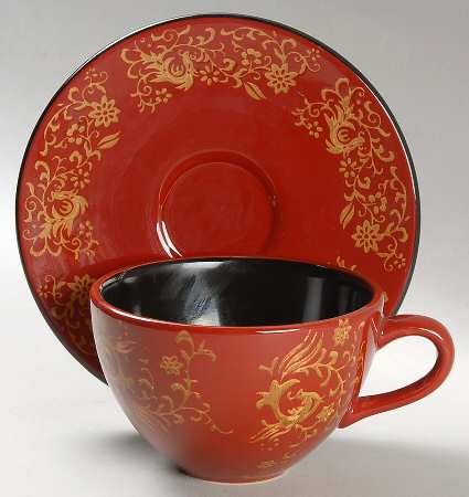 Red Phoenix Flat Cup & Saucer Set