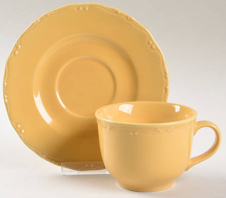 Romantic Yellow Flat Cup & Saucer Set