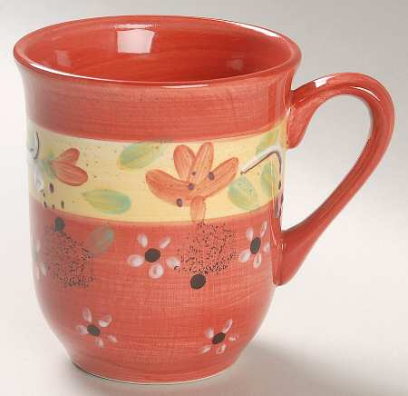 Red Tuscan Floral Mug