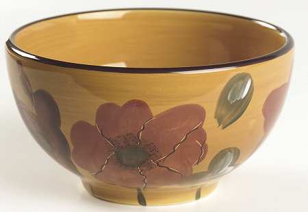 Fleur Rouge (Country French, Brown Trim) Dessert Bowl
