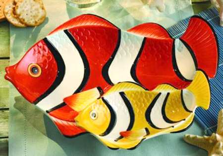 Tropical Fish 1 Piece Figural Chip and Dip