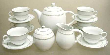 Platinum Flower Flat Cup & Saucer Set