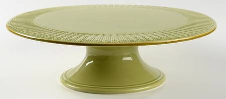 Vintage Pleats Green 12" Diameter Pedestal Cake Stand