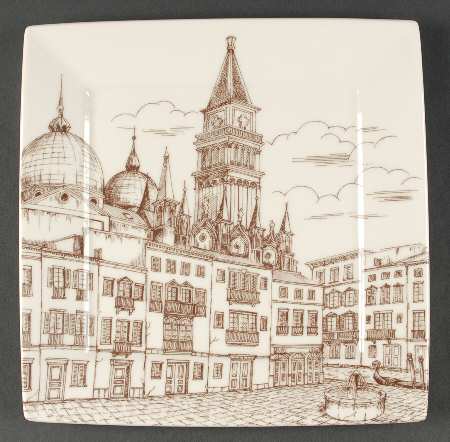 City Scenes Sepia Dinner Plate