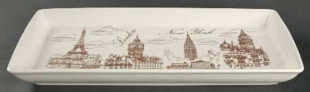 City Scenes Sepia 13" Rectangular Tray