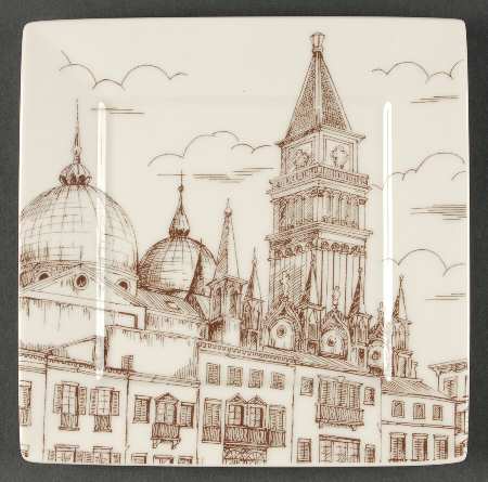 City Scenes Sepia Salad Plate